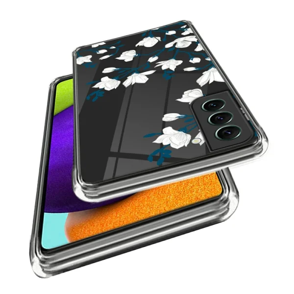 Silicone case for Samsung Galaxy S24, White flowers 2