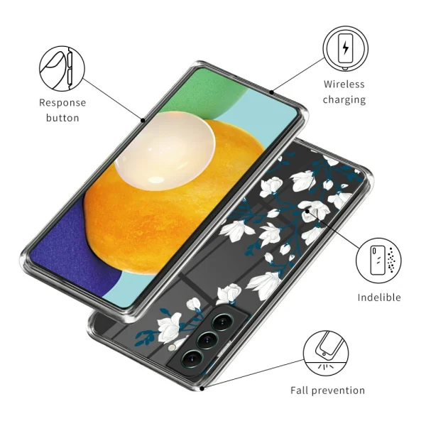 Silicone case for Samsung Galaxy S24, White flowers 3