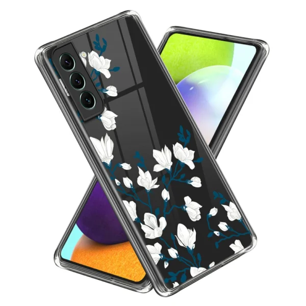 Silicone case for Samsung Galaxy S24, White flowers 1