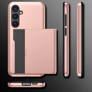 Sliding Card Shockproof Case for Samsung Galaxy S24, Rose Gold 4