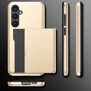 Sliding Card Shockproof Case for Samsung Galaxy S24, Gold 4