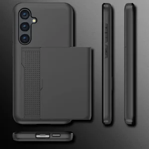 Shockproof Sliding Card Case for Samsung Galaxy S24, Black 3
