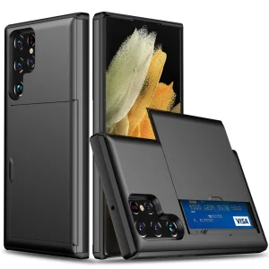 Удароустойчив калъф Sliding Card за Samsung Galaxy S24 Ultra, Черен