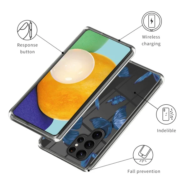 Silicone case for Samsung Galaxy S24 Ultra, Blue Butterflies 3