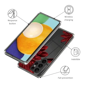 Silicone case for Samsung Galaxy S24 Ultra, Red flower 3