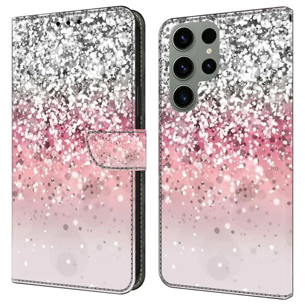 3D Pattern Flip Case for Samsung Galaxy S24 Ultra, Gradient Glitter 1