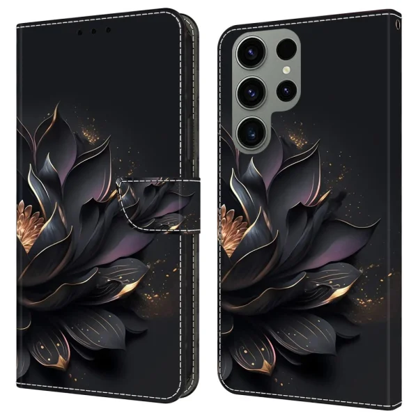 Wallet Case 3D Pattern for Samsung Galaxy S24 Ultra, Purple Lotus 1