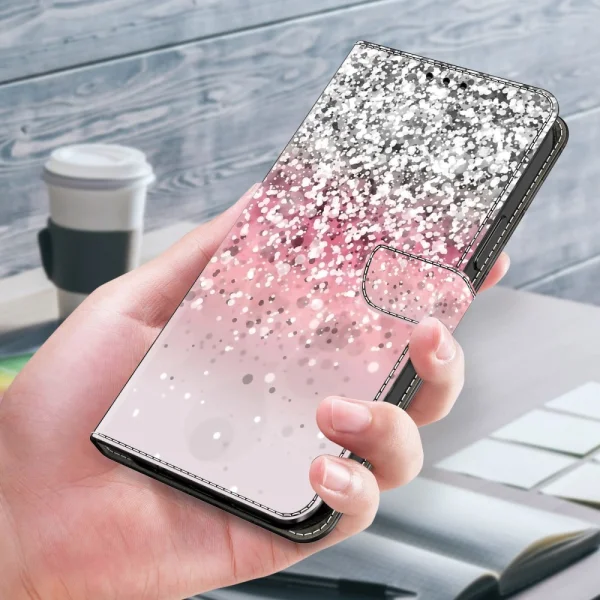 3D Pattern wallet case for Samsung Galaxy S24, Gradient Glitter 5