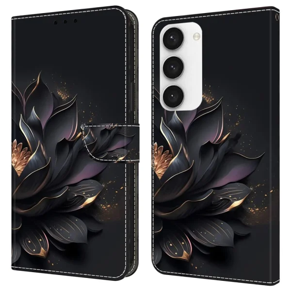 3D Pattern Book Case for Samsung Galaxy S24, Purple Lotus 1