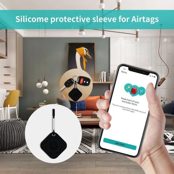 Silicone case for Apple AirTag Bluetooth Locator, Black 5