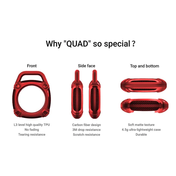 Silicone Case QUAD Element for Apple AirTag Bluetooth Locator, Red 3