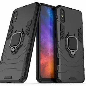 Удароустойчив калъф Ring Holder за Xiaomi Redmi 9A, Черен