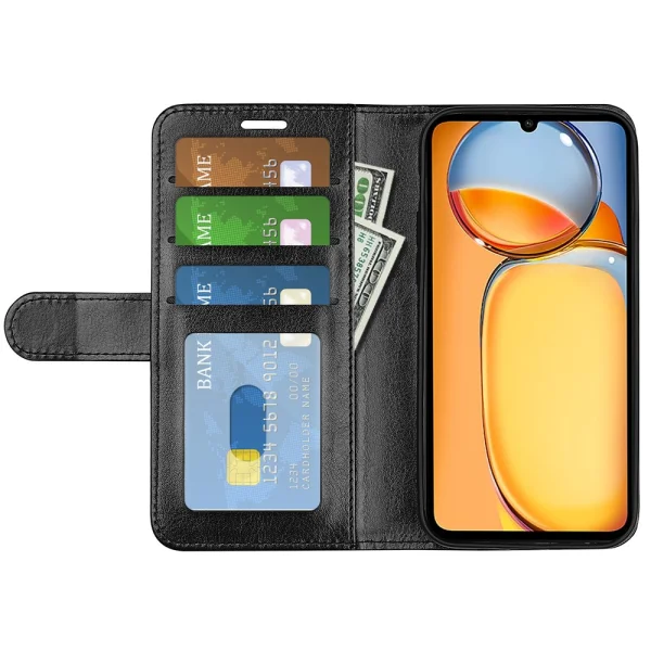 Калъф Тефтер Crazy Horse Wallet за Xiaomi Redmi 13C, Черен 2