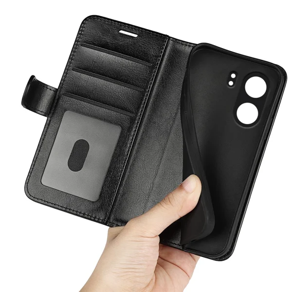 Калъф Тефтер Crazy Horse Wallet за Xiaomi Redmi 13C, Черен 4