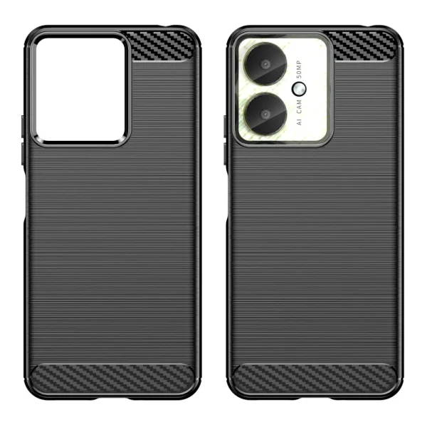 Силиконов Калъф Carbon Fibre Brushed за Xiaomi Redmi 13C, Черен 2