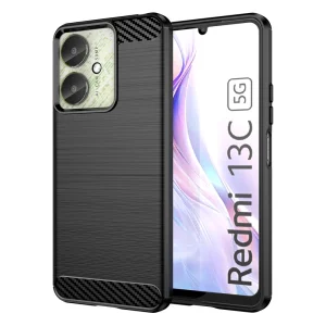 Силиконов Калъф Carbon Fibre Brushed за Xiaomi Redmi 13C, Черен