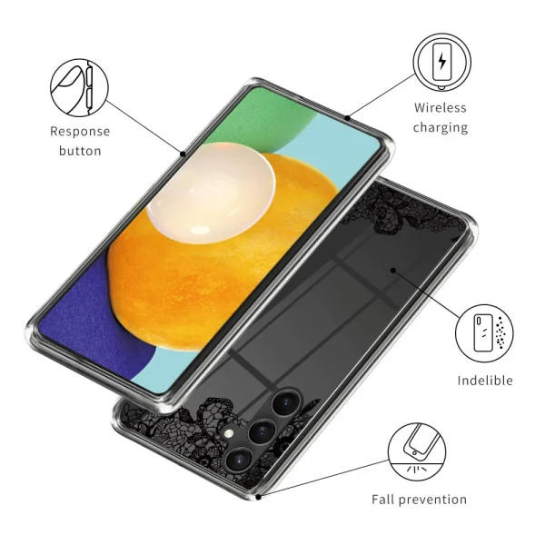 Силиконов калъф за Samsung Galaxy S23 FE, Черна дантела 3