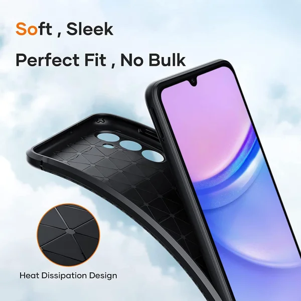 Silicone Case Carbon Fiber Texture for Samsung Galaxy A15, Black 3