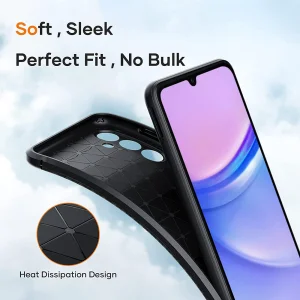 Silicone Case Carbon Fiber Texture for Samsung Galaxy A15, Black 3