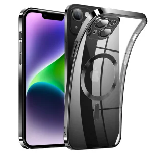 Силиконов калъф Luxury MagSF за iPhone 14, Черен