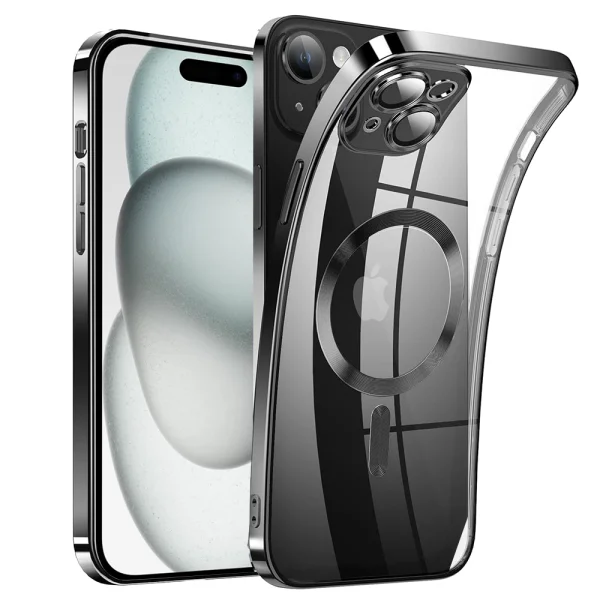 Luxury MagSF Silicone Case for iPhone 15 Plus, Black 1