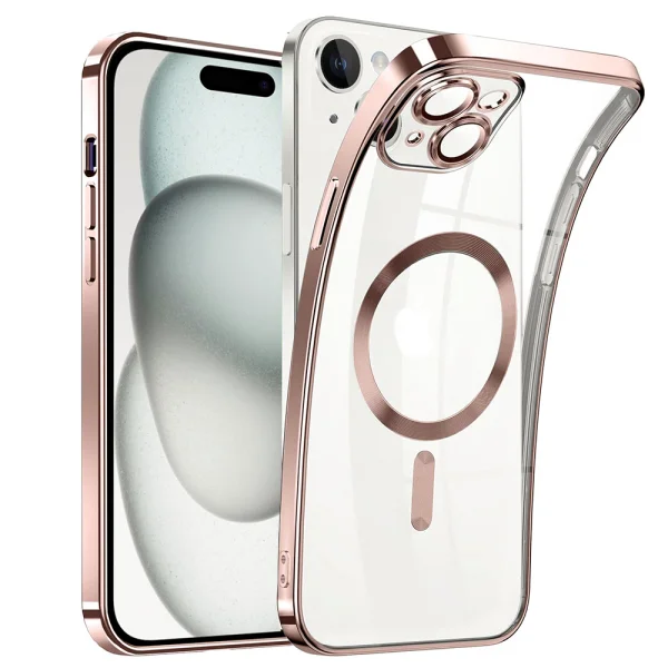 Силиконов калъф Luxury MagSF за iPhone 15, Розов 1