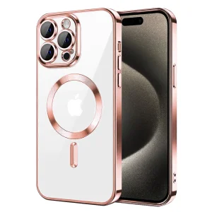 Силиконов калъф Luxury MagSF за iPhone 15 Pro, Розов