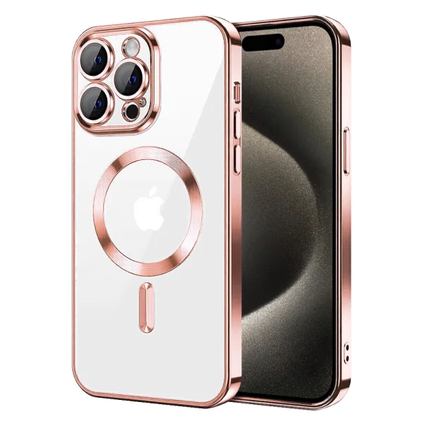 Силиконов калъф Luxury MagSF за iPhone 15 Pro Max, Розов 1