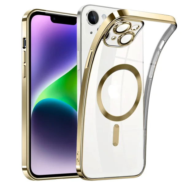 Silicone case Luxury MagSF for iPhone 14, Gold 1