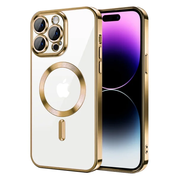 Силиконов калъф Luxury MagSF за iPhone 14 Pro Max, Златист 1