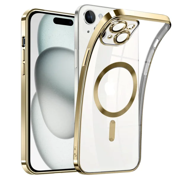 Luxury MagSF Silicone Case for iPhone 15, Gold 1