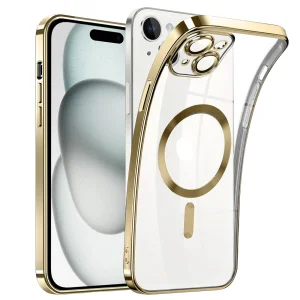 Силиконов калъф Luxury MagSF за iPhone 15, Златист