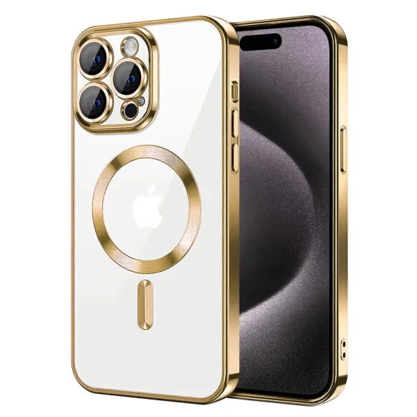 Luxury MagSF Silicone Case for iPhone 15 Pro, Gold 1