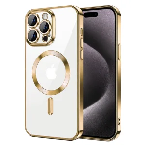 Силиконов калъф Luxury MagSF за iPhone 15 Pro, Златист