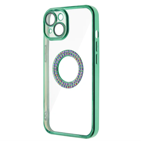 Силиконов калъф Diamond за iPhone 14, Зелен 2