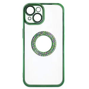 Силиконов калъф Diamond за iPhone 14, Зелен 3