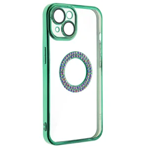 Силиконов калъф Diamond за iPhone 14, Зелен