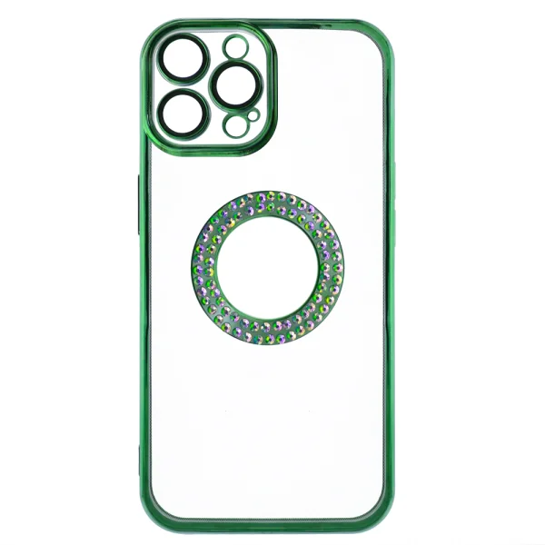Силиконов калъф Diamond за iPhone 14 Pro, Зелен 3
