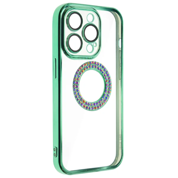 Силиконов калъф Diamond за iPhone 14 Pro, Зелен 1