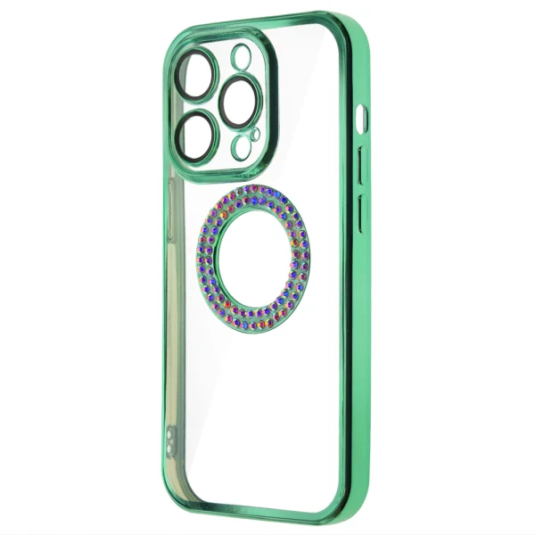 Силиконов калъф Diamond за iPhone 14 Pro, Зелен 2