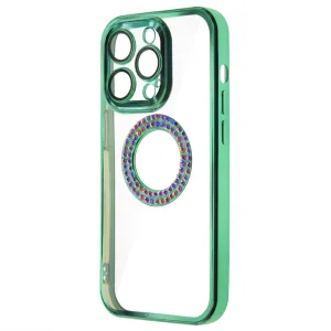 Силиконов калъф Diamond за iPhone 15, Зелен