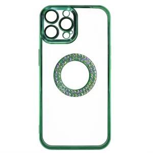 Силиконов калъф Diamond за iPhone 15 Pro, Зелен 3