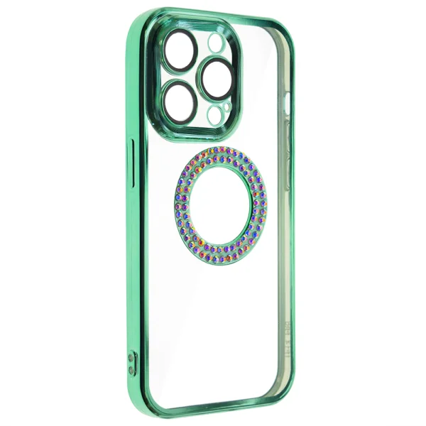 Силиконов калъф Diamond за iPhone 15 Pro Max, Зелен 1