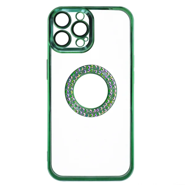 Силиконов калъф Diamond за iPhone 15 Pro Max, Зелен 3