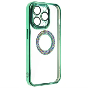 Силиконов калъф Diamond за iPhone 15 Pro Max, Зелен