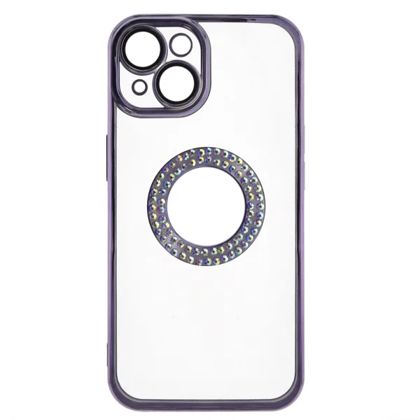 Силиконов калъф Diamond за iPhone 15, Лилав 3