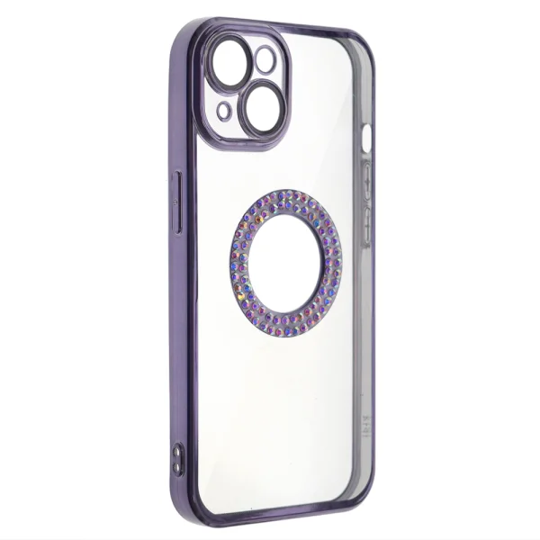 Силиконов калъф Diamond за iPhone 15, Лилав 2