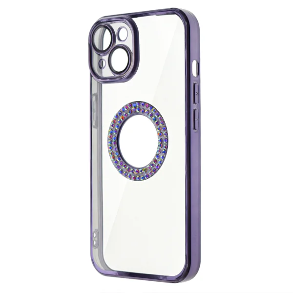 Силиконов калъф Diamond за iPhone 15 Plus, Лилав 1
