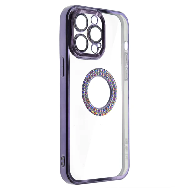 Силиконов калъф Diamond за iPhone 15 Pro, Лилав 1