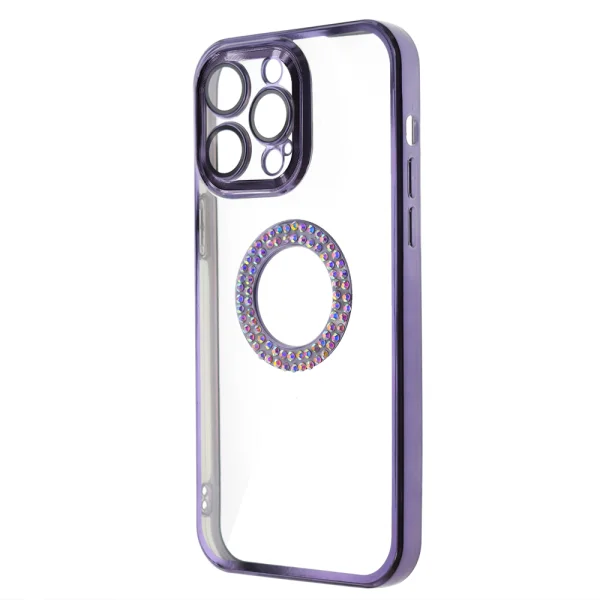 Силиконов калъф Diamond за iPhone 15 Pro Max, Лилав 2